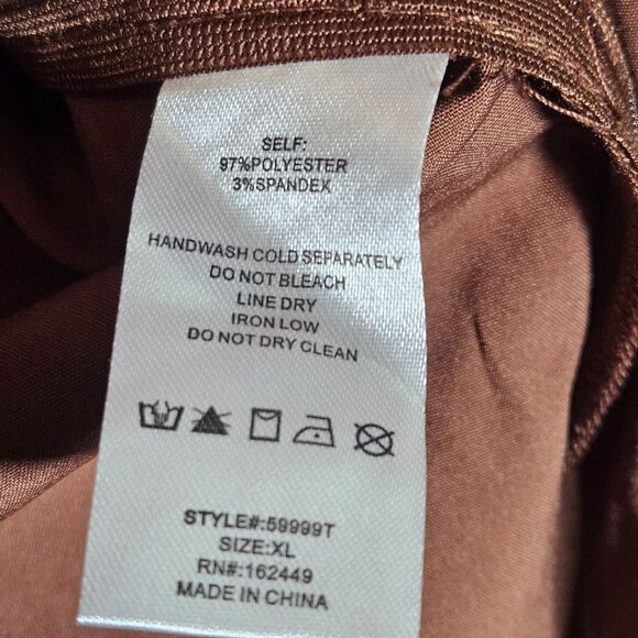 Milk & Honey Ruched Front Long Sleeve Blouse Button Cuffs XL Brown Polyester - Picture 5 of 12